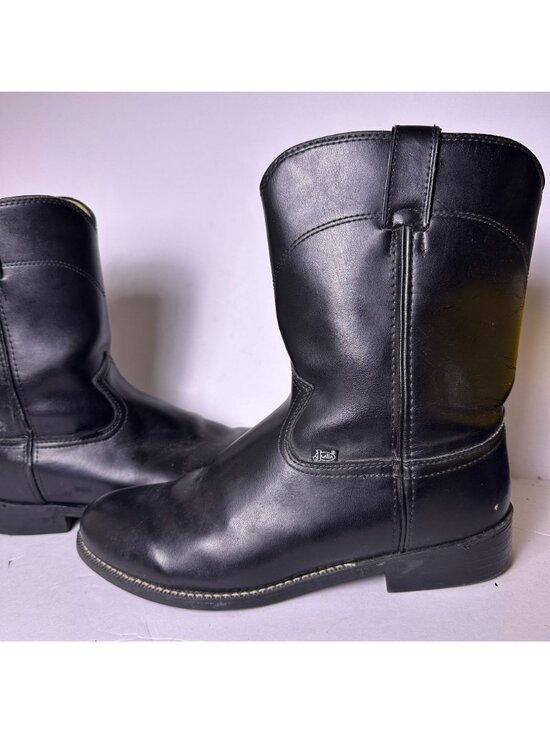 Justin Basic Leather Western Roper Boots Shoes Men Sz 11EE Black Cowboy Wear main image 7